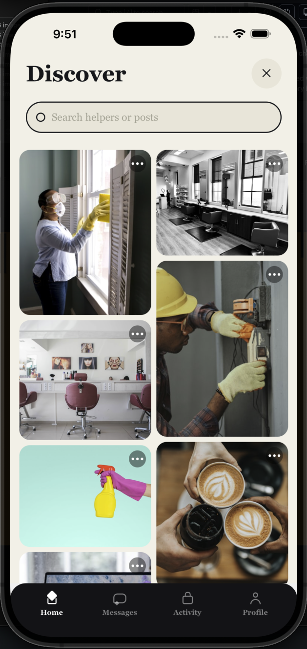 Discover screen in the Blyth app